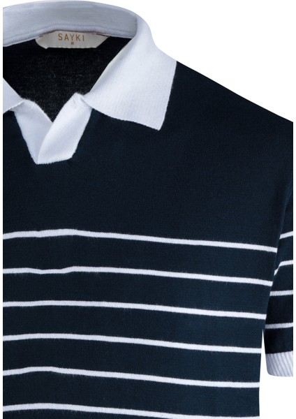 Lacivert Regular Fit Apaş Yaka Pamuklu Tişört modelleri