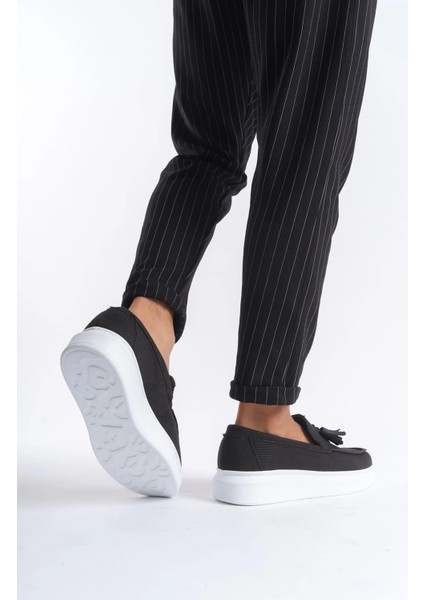 SLW154 Blaze Bağcıksız Püsküllü Keten Erkek Günlük Spor Klasik Ayakkabı Kbt - Siyah modelleri