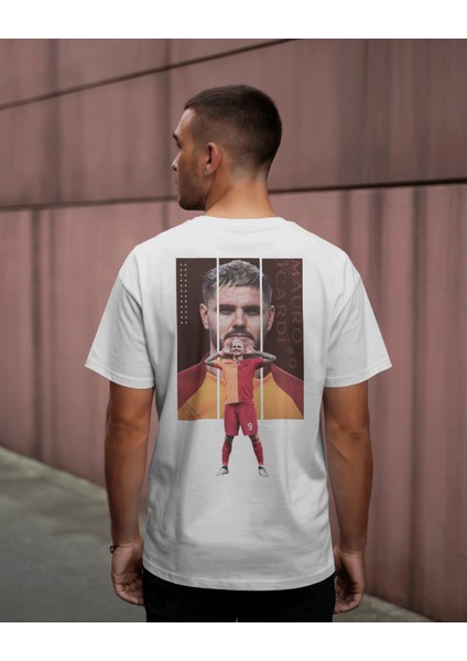 Futbolcu Baskılı Mauro Icardi Baskılı Oversize Tshirt - %100 Pamuk Bol Kesim Tişört Kadın Erkek Unısex Taraftar Tshirt - Caglisa Özel modelleri