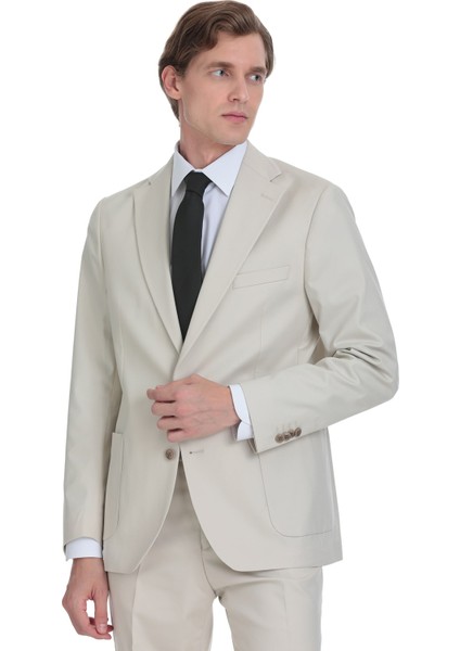 Bej Comfort Fit Mono Yaka Klasik Takım Elbise fırsatları