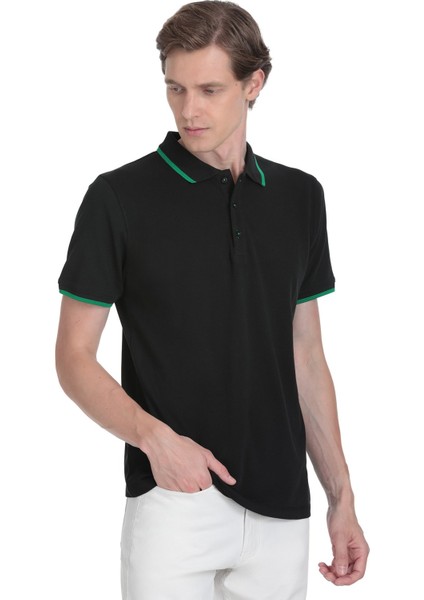 Siyah Regular Fit 100% Pamuk Polo Yaka Rayon Tişört modelleri