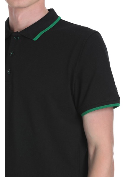 Siyah Regular Fit 100% Pamuk Polo Yaka Rayon Tişört fırsatları