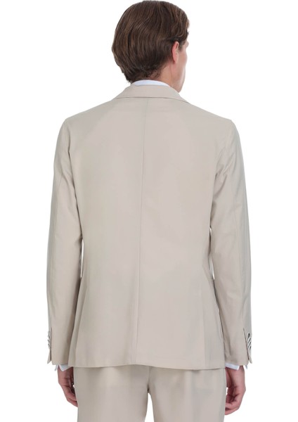 Bej Slim Fit Mono Yaka Casual Takım Elbise