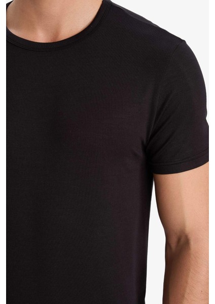 Premium Slim Fit Dar Kesim Bisiklet Yaka Modal Üst Z8085AZ25AU