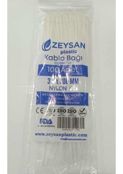 Cırtlı Plastik Kelepçe 3,6X300MM 200 Adet 2 Paket