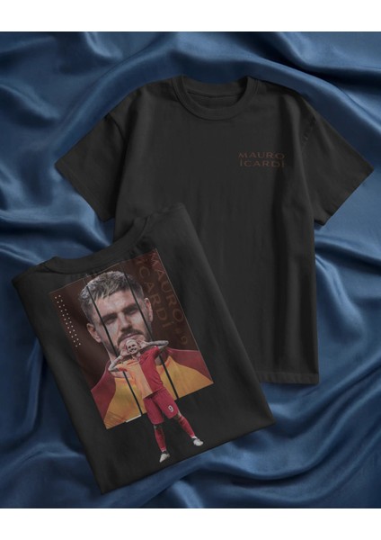 Futbolcu Baskılı Mauro Icardi Baskılı Oversize Tshirt - %100 Pamuk Bol Kesim Tişört Kadın Erkek Unısex Taraftar Tshirt - Caglisa Özel