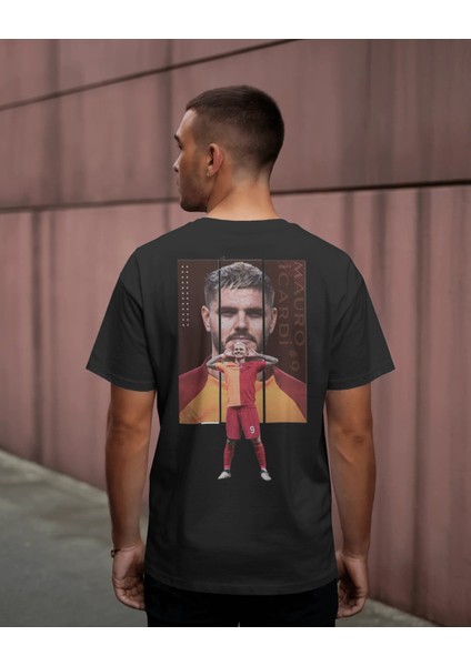Futbolcu Baskılı Mauro Icardi Baskılı Oversize Tshirt - %100 Pamuk Bol Kesim Tişört Kadın Erkek Unısex Taraftar Tshirt - Caglisa Özel modelleri
