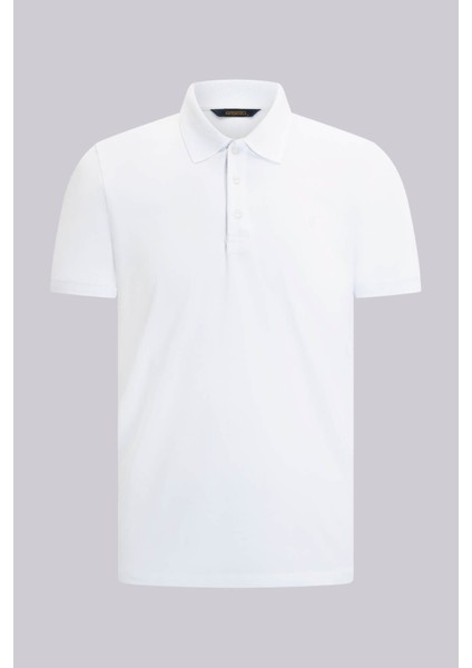 Beyaz Regular Fit Polo Yaka Pamuklu Tişört