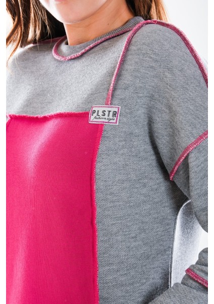 2277_KADIN Tesettür Homewear Eşofman Takım – Bisiklet Yaka Sweat, Dikiş Detaylı, Havuç Fit, Fuşyagri modelleri