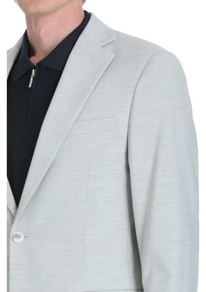 Gri Comfort Fit Mono Yaka Klasik Takım Elbise