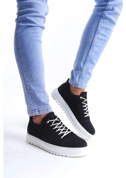 SLW152 Cool Bağcıklı Süet Erkek Günlük Spor Klasik Ayakkabı Sbt - Siyah