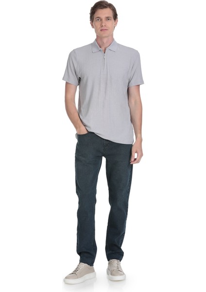 Gri Regular Fit Fermuarlı Polo Yaka Tişört fiyatları