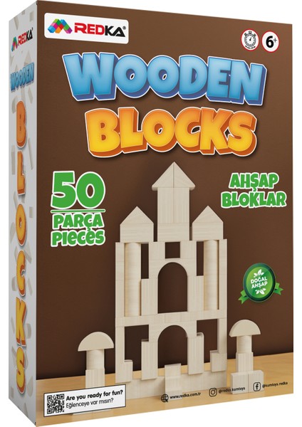 Ahşapbloklar 50 Parça Doğal Renk