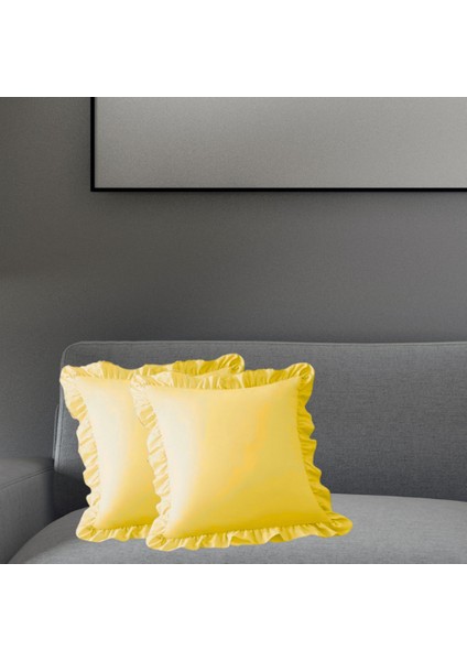 Modern Fırfırlı Fermuarlı Kırlent Kılıfı 45X45 cm 2 Adet