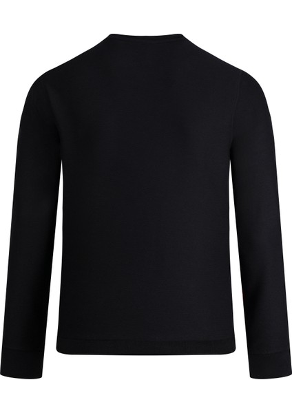 Siyah Regular Fit Bisiklet Yaka Sweatshirt