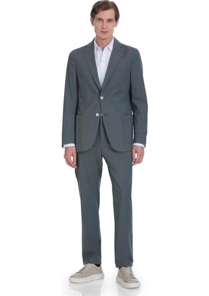Antrasit Slim Fit Mono Yaka Casual Takım Elbise