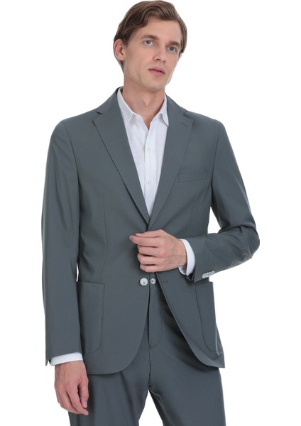 Antrasit Slim Fit Mono Yaka Casual Takım Elbise modelleri