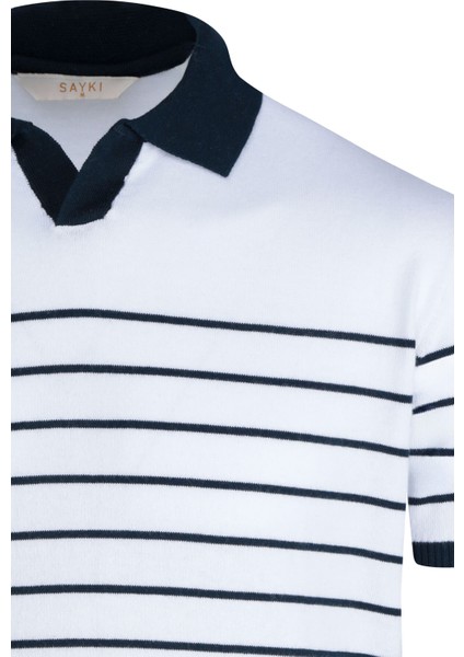 Beyaz Regular Fit Apaş Yaka Pamuklu Tişört fiyatları