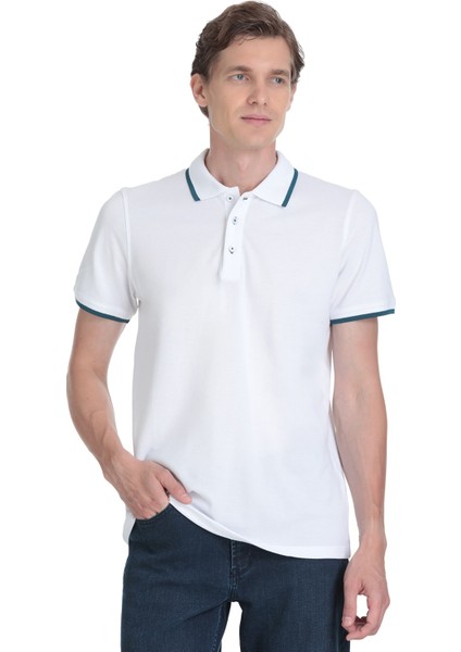 Beyaz Regular Fit 100% Pamuk Polo Yaka Rayon Tişört modelleri