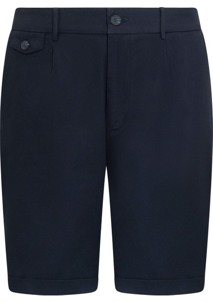 Lacivert Rahat Kesim Yandan Cepli Şort