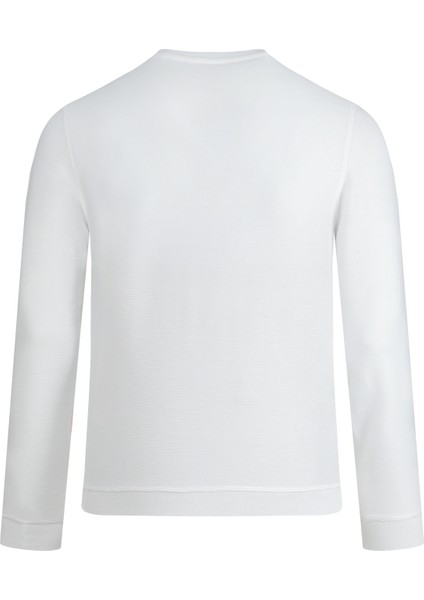 Beyaz Regular Fit Bisiklet Yaka Sweatshirt