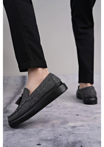 SLW154 Blaze Bağcıksız Püsküllü Keten Erkek Günlük Spor Klasik Ayakkabı Kst - Gri fiyatları