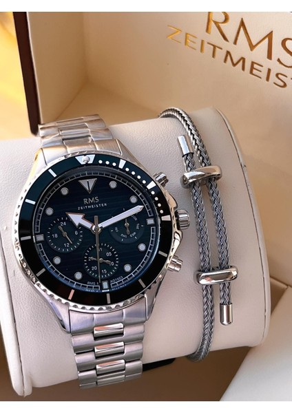 Rms Romanson 2 Yıl Garantili Çelik Kordon Çelik Kasa 5 Atm Suya Dayanıklı Erkek Kol Saati AG1503.01