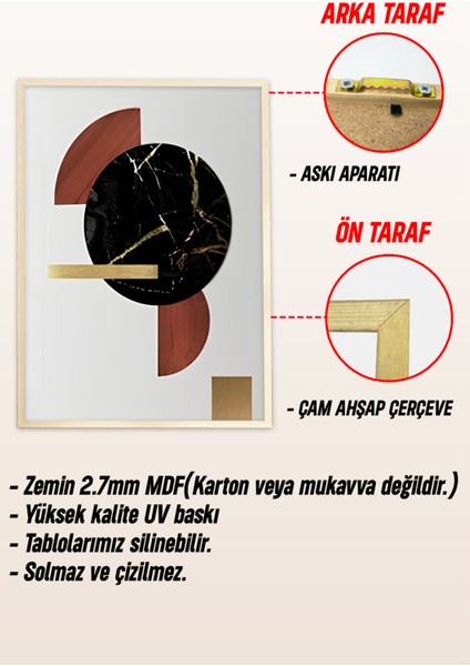 🖤 Altın Detaylı Geometrik Modern Çerçeveli 3’lü Tablo Seti 🌿 CRV1130 23 x 32