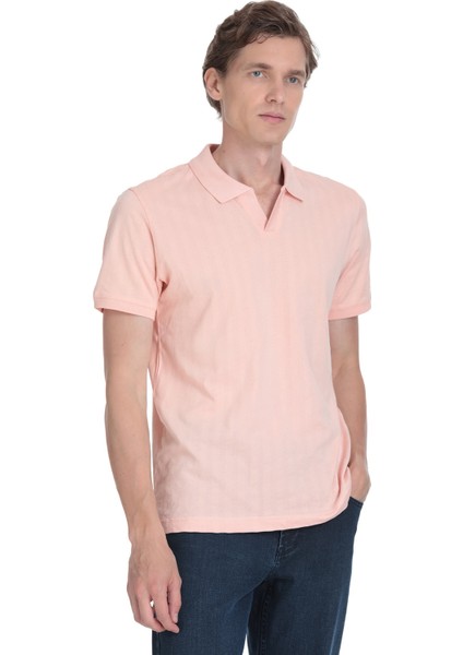 Pembe Regular Fit Apaş Yaka Pamuklu Tişört modelleri