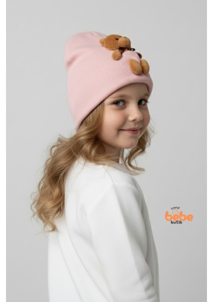 Peluş Ayıcık Detaylı Kız Çocuk Triko Bere – Yumuşak Triko Kışlık Şapka | Pamuklu Örgü Beanie Modeli fiyatları