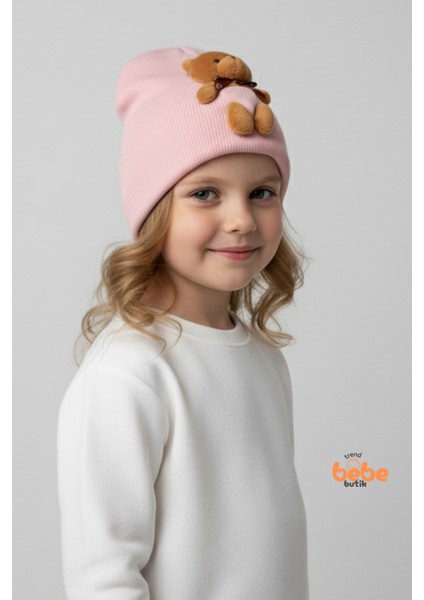 Peluş Ayıcık Detaylı Kız Çocuk Triko Bere – Yumuşak Triko Kışlık Şapka | Pamuklu Örgü Beanie Modeli modelleri