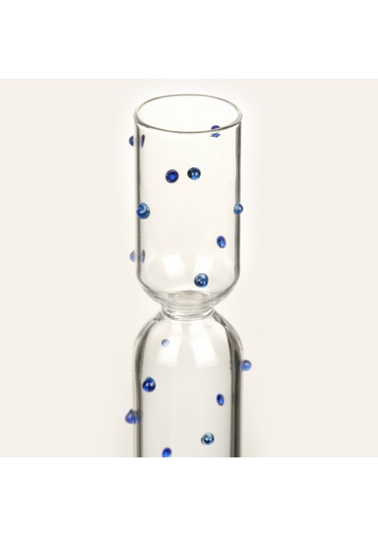 Henan Borosilikat Cam Şamdan 21 cm Şeffaf - Mavi modelleri