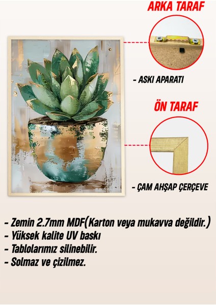 🌿 Çerçeveli 3’lü Dekoratif Bitki Tabloları | Modern Saksı Bitkileri Uv Baskılı Mdf Set🌿 CRV1112 23 x 32