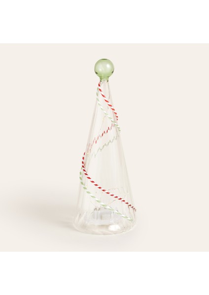 Henan Borosilikat Cam Dekoratif Aydınlatma 23 cm Şeffaf- Kırmızı