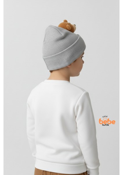 Peluş Ayıcık Figürlü Triko Bere | Erkek Çocuk Kışlık Şapka | Sıcak Tutan Yumuşak Pamuklu Triko Bere fırsatları