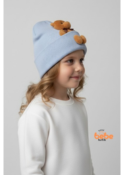 Peluş Ayıcık Detaylı Kız Çocuk Triko Bere – Yumuşak Triko Kışlık Şapka | Pamuklu Örgü Beanie Modeli fiyatları