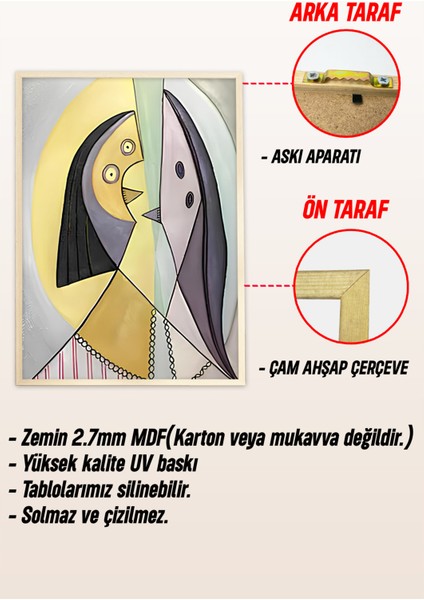 🎨 Modern Picasso Tarzı Çerçeveli 3'lü Tablo Seti 🌿 CRV1126 23 x 32