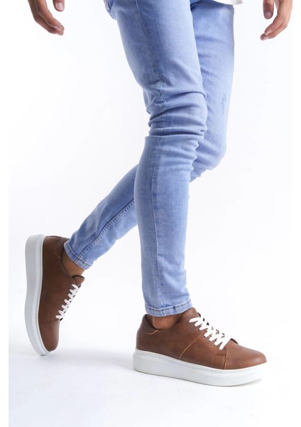 SLW151 Boost Bağcıklı Cilt Erkek Günlük Sneaker Ayakkabı Cbt - Taba modelleri