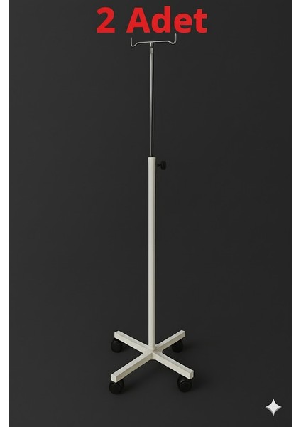Serum Askısı 2 Adet - 4 Ayaklı Tekerlekli Ayarlanabilir Boy Manuel modelleri
