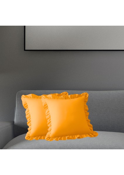 Modern Fırfırlı Fermuarlı Kırlent Kılıfı 45X45 cm 2 Adet