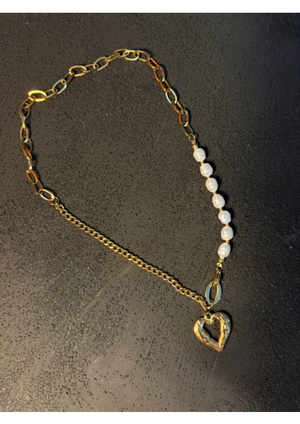 Çelik Incili Kalp Figürlü Zincir Kolye fiyatları