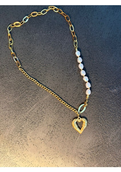 Çelik Incili Kalp Figürlü Zincir Kolye fırsatları