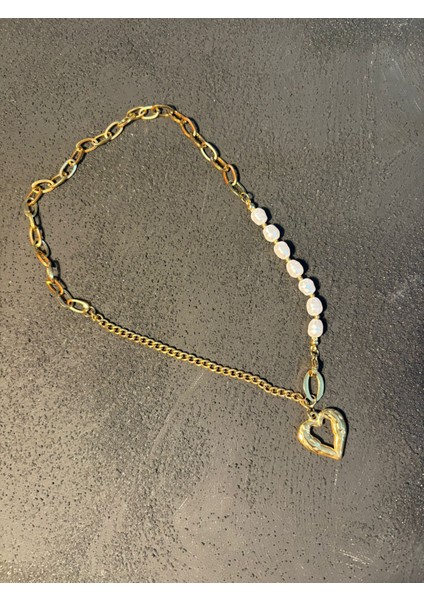 Çelik Incili Kalp Figürlü Zincir Kolye indirimleri