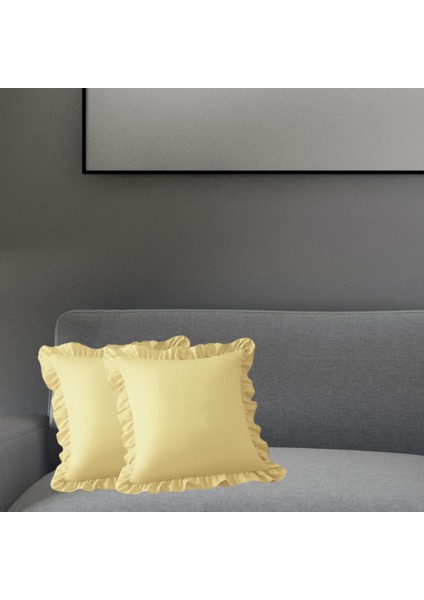 Modern Fırfırlı Fermuarlı Kırlent Kılıfı 45X45 cm 2 Adet