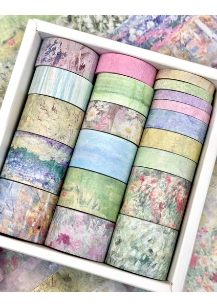 Vintage Doğa Temalı 20’li Washibant Set The Silence In The Painting Serisi (20*2m) Masking Tape modelleri