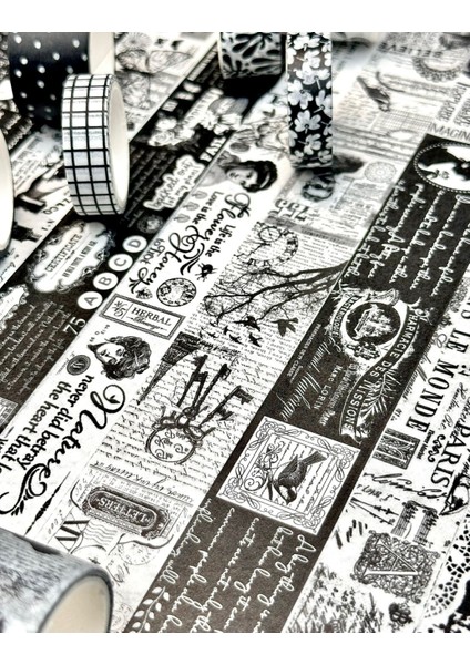 Vintage Siyah Beyaz Temalı 20’li Washi Bant Black & White Memory/ Fleeting Monologue Serisi fiyatları
