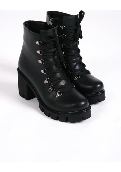Emma Bağcıklı Fermuarlı Ortopedik Taban Topuklukadın Bot St - Siyah fırsatları