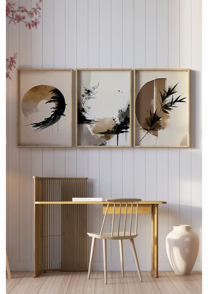 🖼️ Modern Japon Minimalizmi Temalı 3’lü Mdf Duvar Tablo Seti🌿 CRV1125 23 x 32 fiyatları