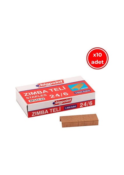 Zımba Teli No: 24/6, 1000 Adet, 10 Adet Kutu, 30 Sayfa, Sarı