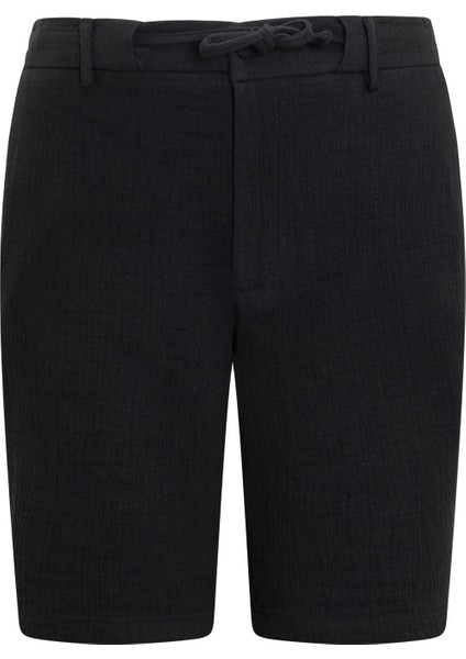 Siyah Rahat Kesim 100% Pamuk Yandan Cepli Şort